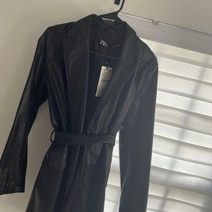 Black leather coat
